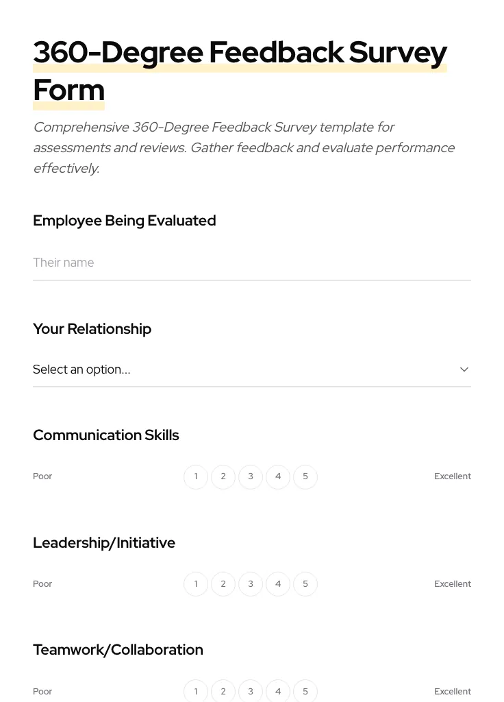 360-Degree Feedback Survey preview
