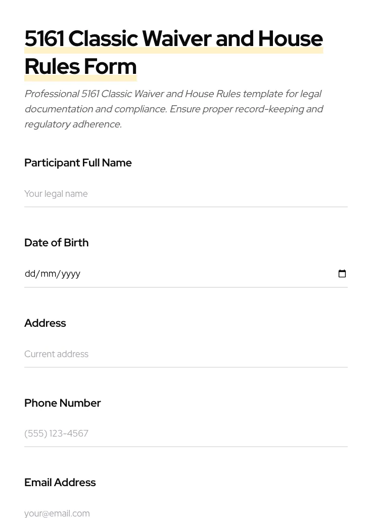 5161 Classic Waiver and House Rules preview