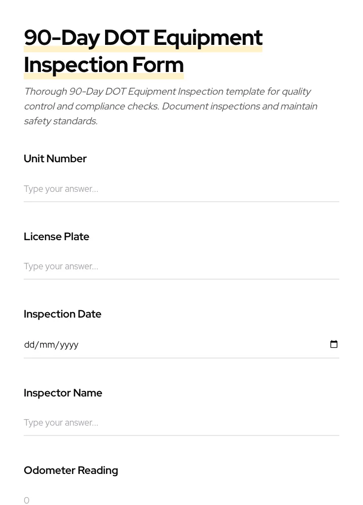 90-Day DOT Equipment Inspection preview