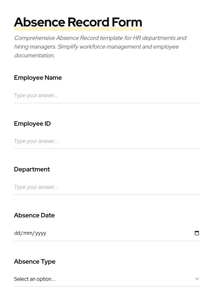 Absence Record preview