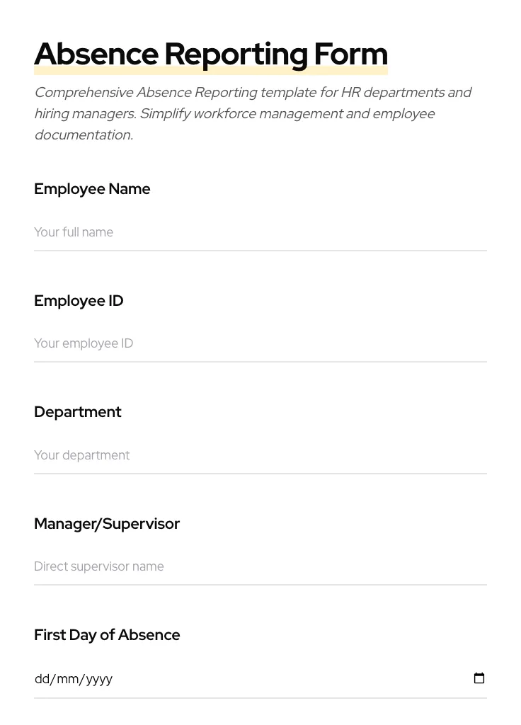Absence Reporting preview