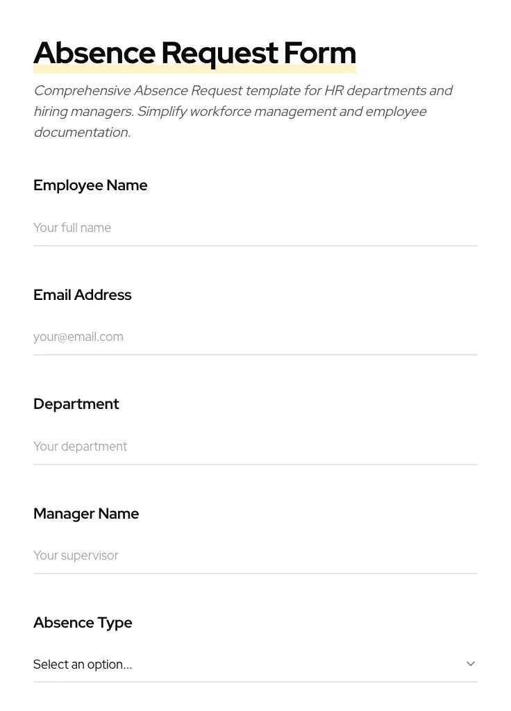 Absence Request preview