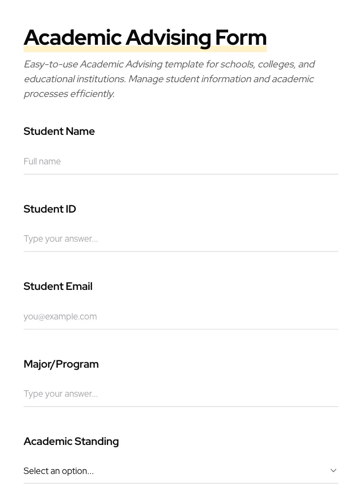 Academic Advising preview