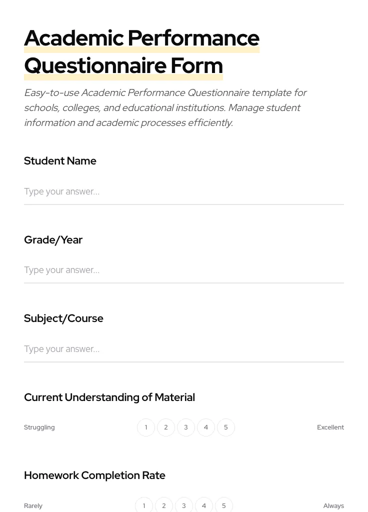 Academic Performance Questionnaire preview