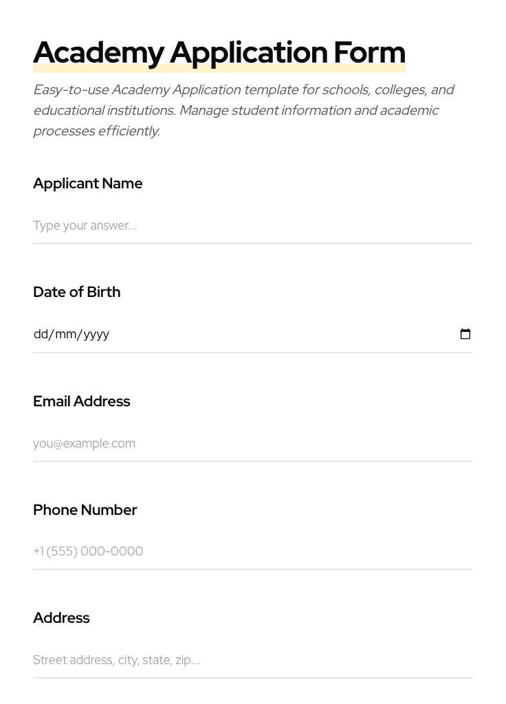 Academy Application preview