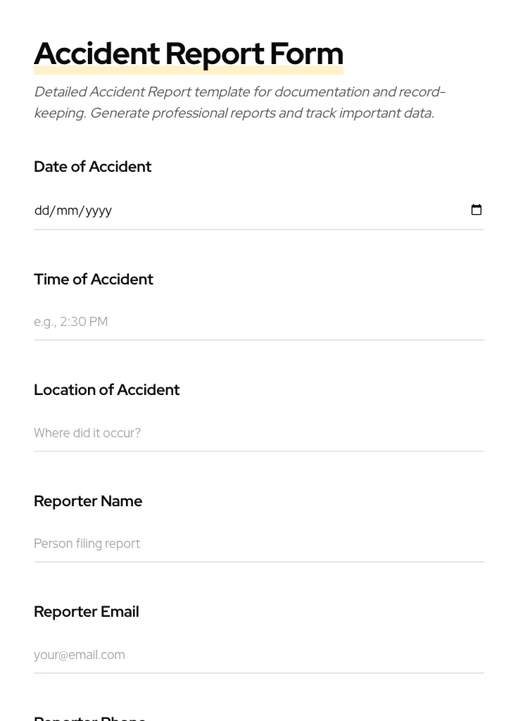 Accident Report preview