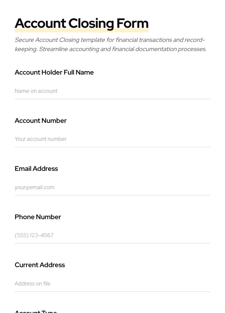 Account Closing preview