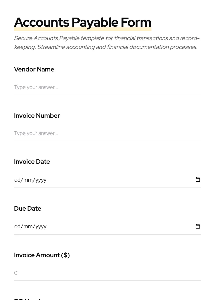 Accounts Payable preview