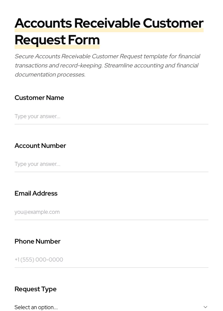 Accounts Receivable Customer Request preview