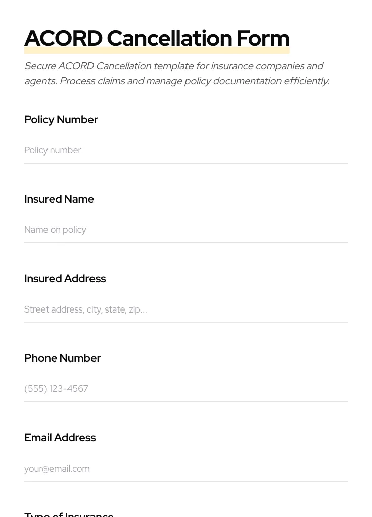 ACORD Cancellation preview