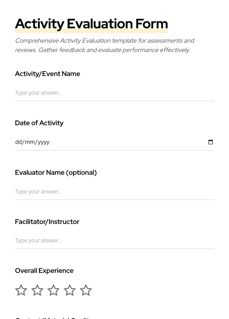 Activity Evaluation preview