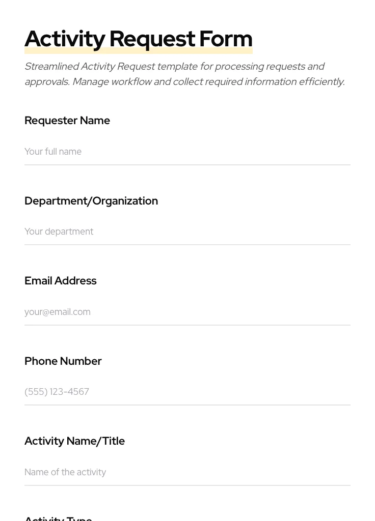 Activity Request preview