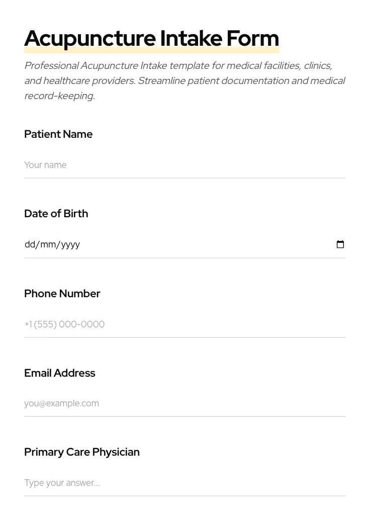 Acupuncture Intake preview