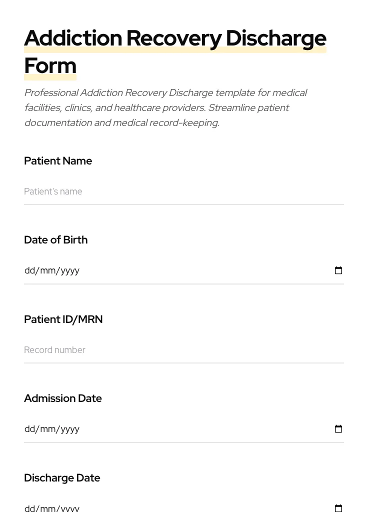 Addiction Recovery Discharge preview