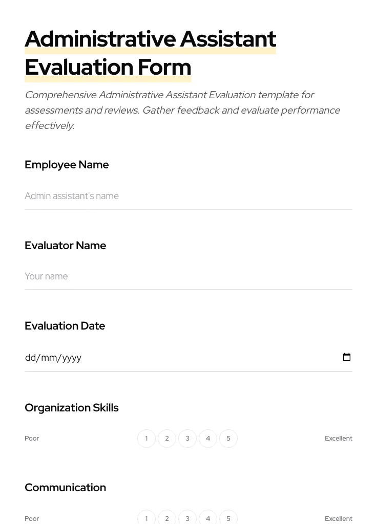 Administrative Assistant Evaluation preview