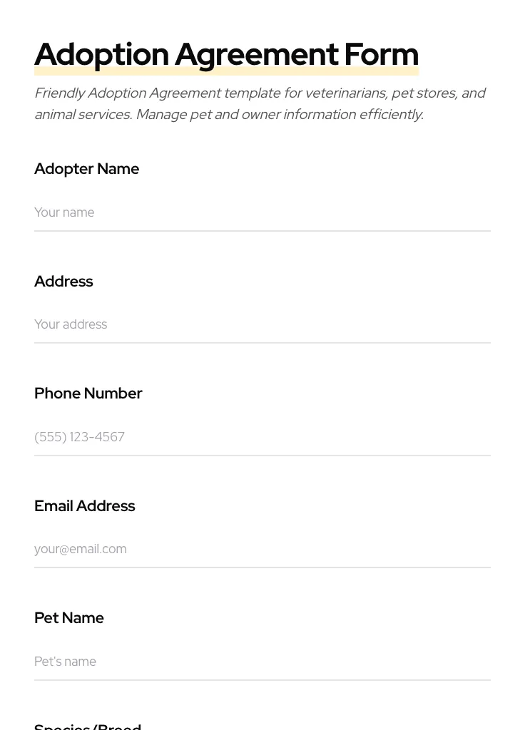 Adoption Agreement preview