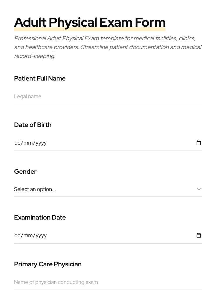 Adult Physical Exam preview