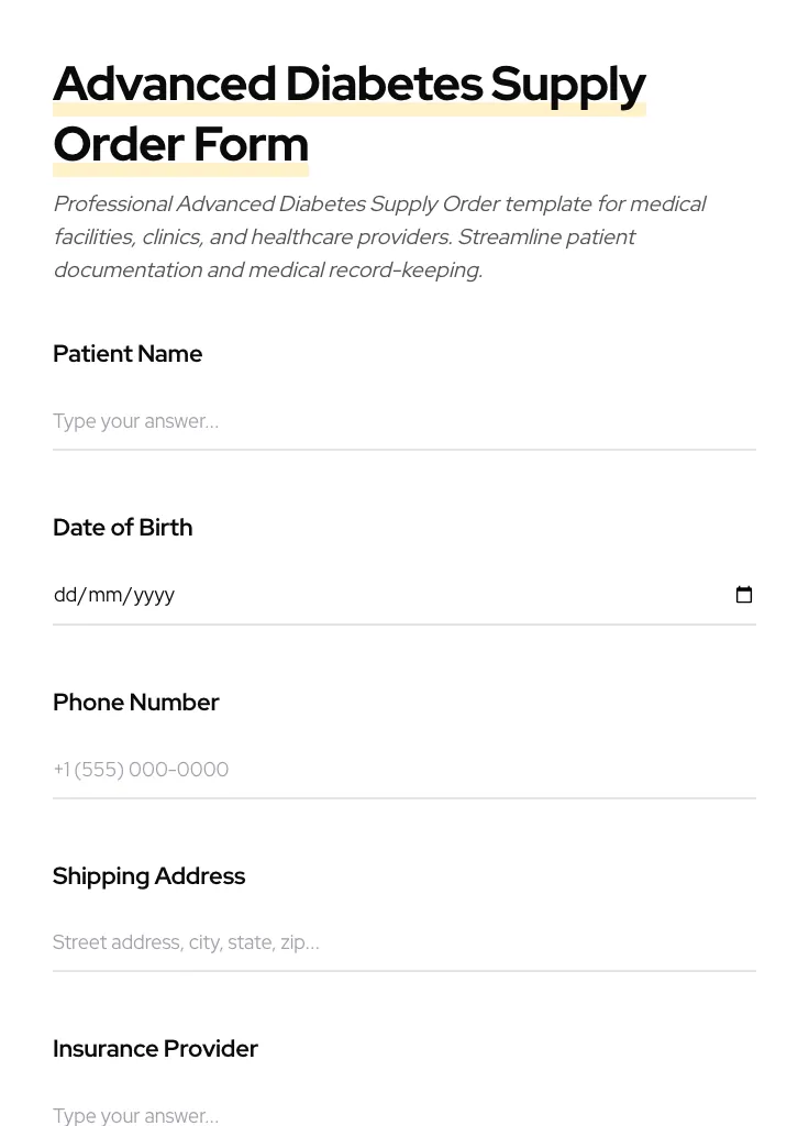 Advanced Diabetes Supply Order preview