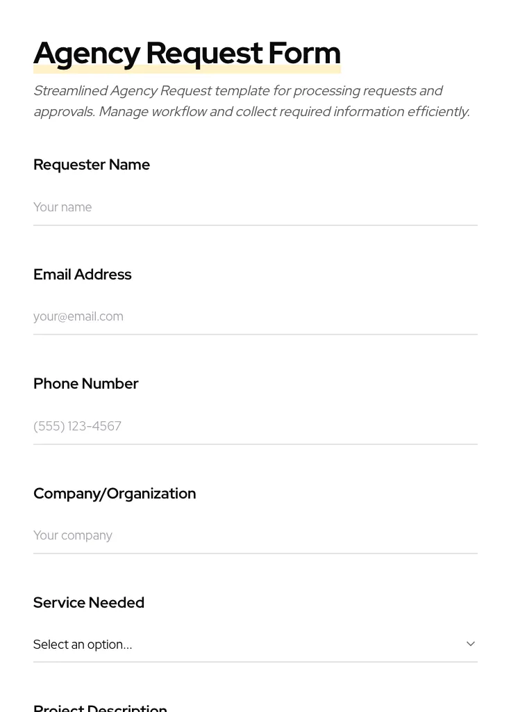 Agency Request preview