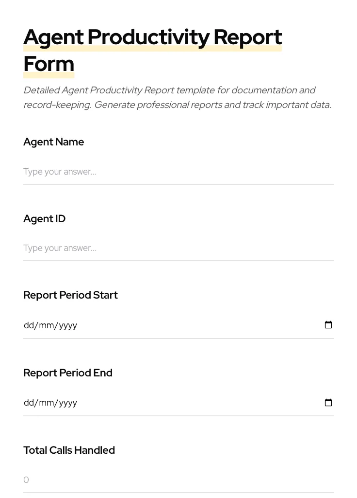 Agent Productivity Report preview