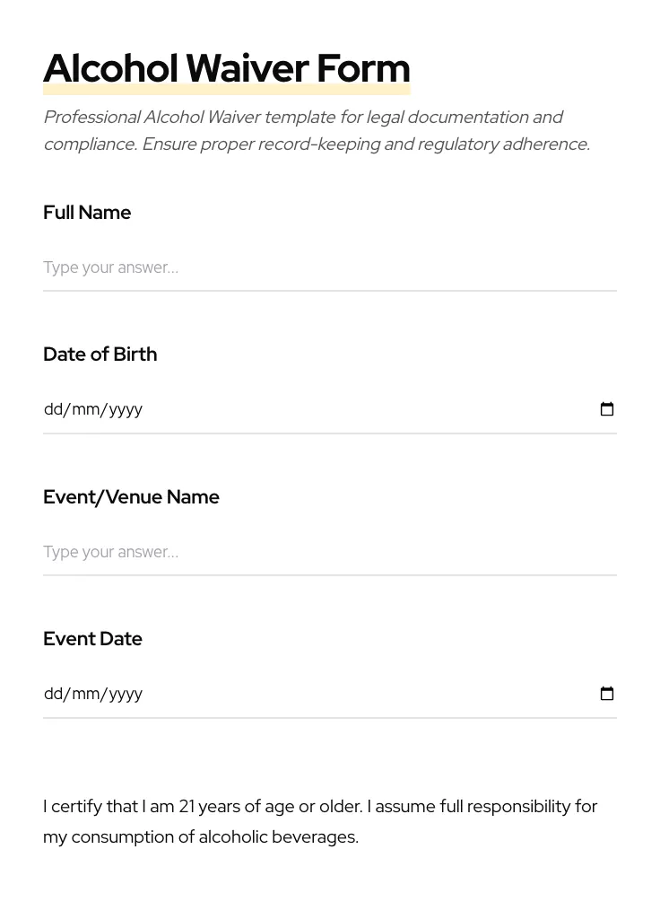 Alcohol Waiver preview