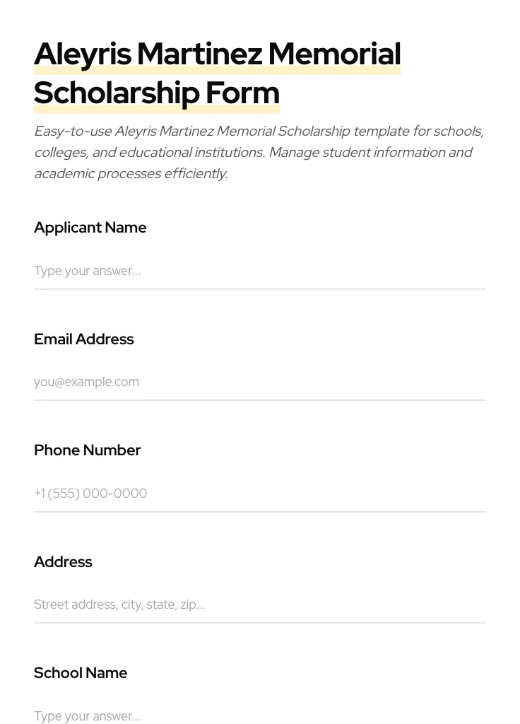 Aleyris Martinez Memorial Scholarship preview