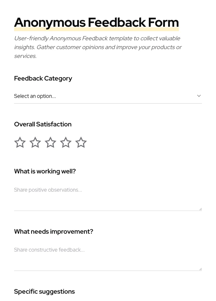 Anonymous Feedback preview