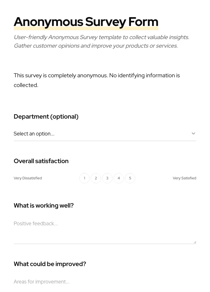Anonymous Survey preview