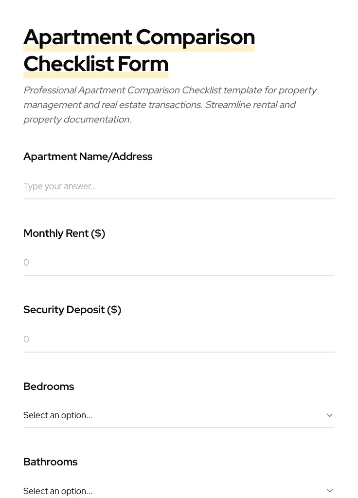 Apartment Comparison Checklist preview