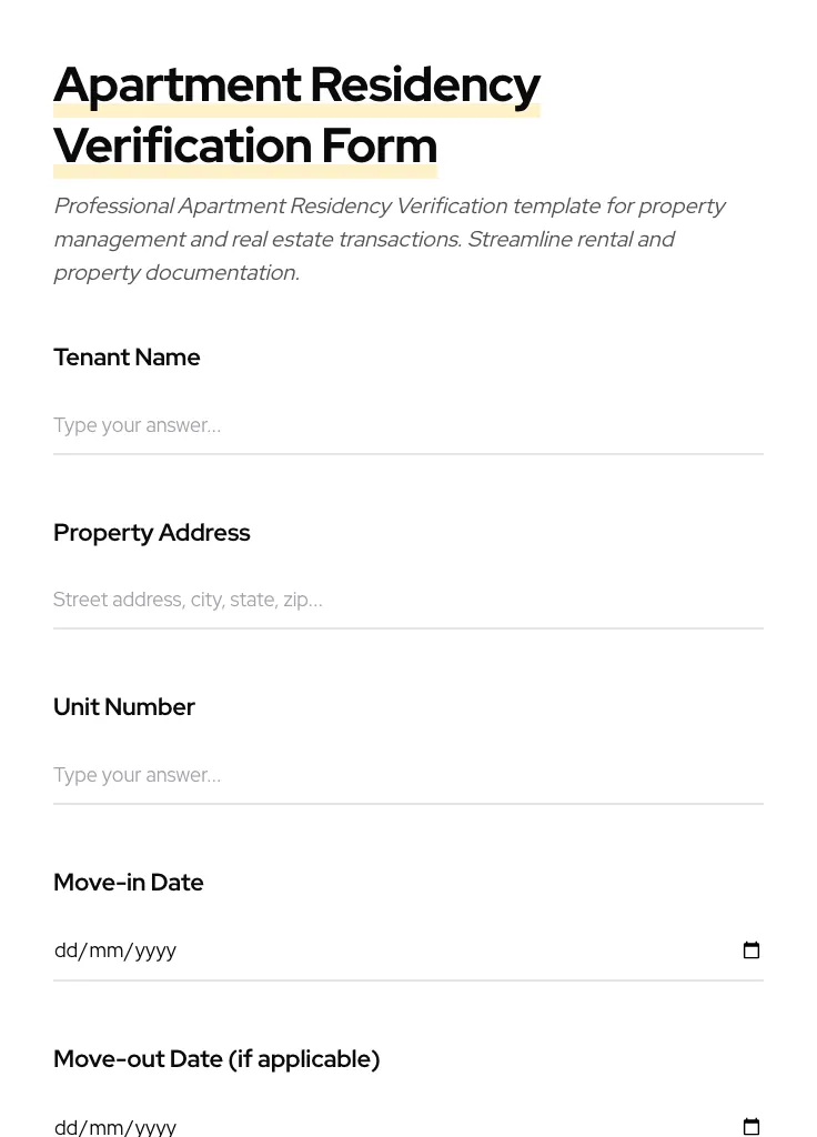 Apartment Residency Verification preview