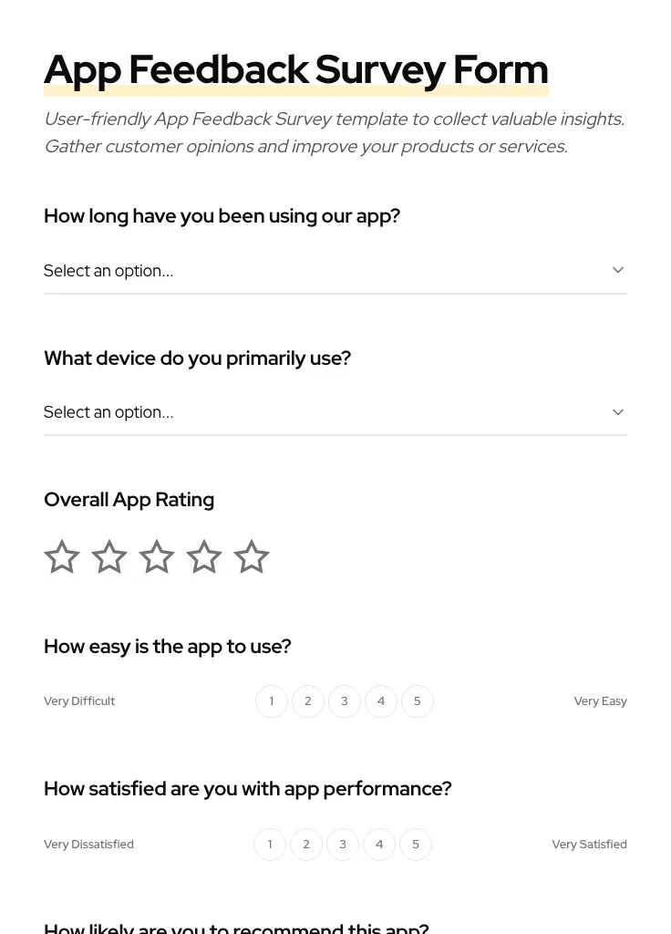 App Feedback Survey preview