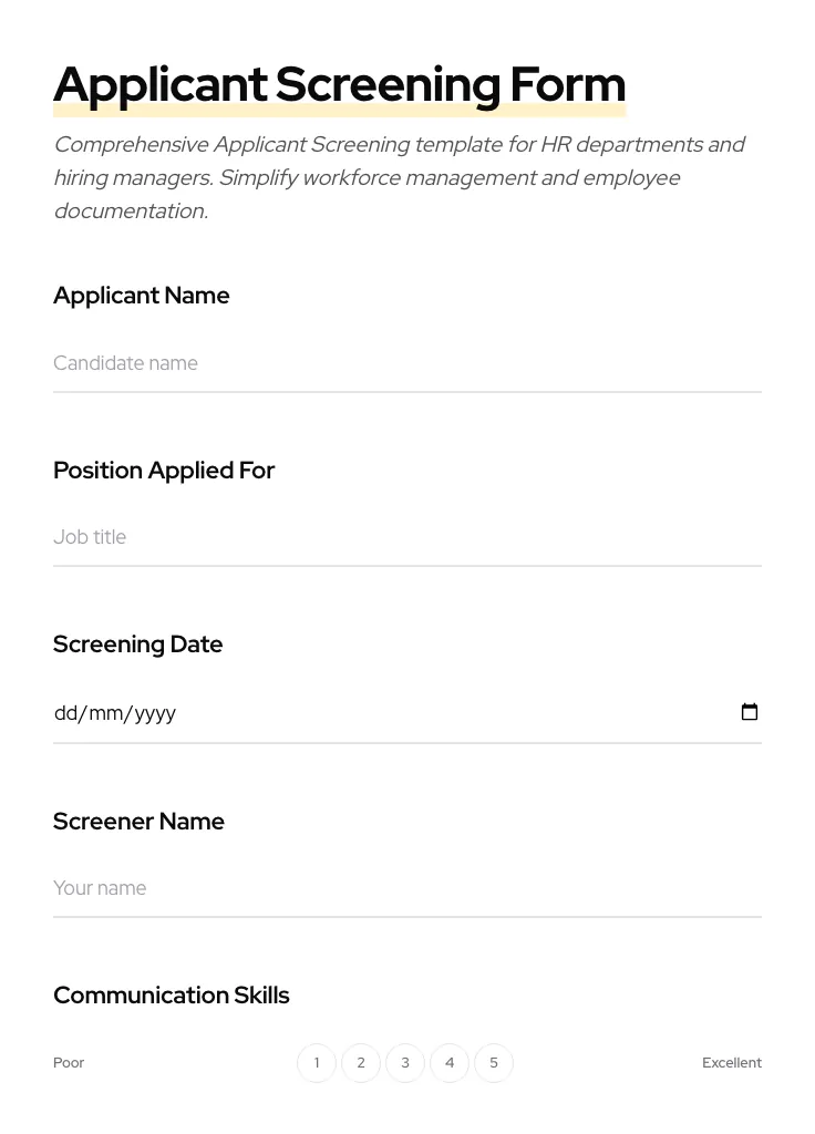 Applicant Screening preview