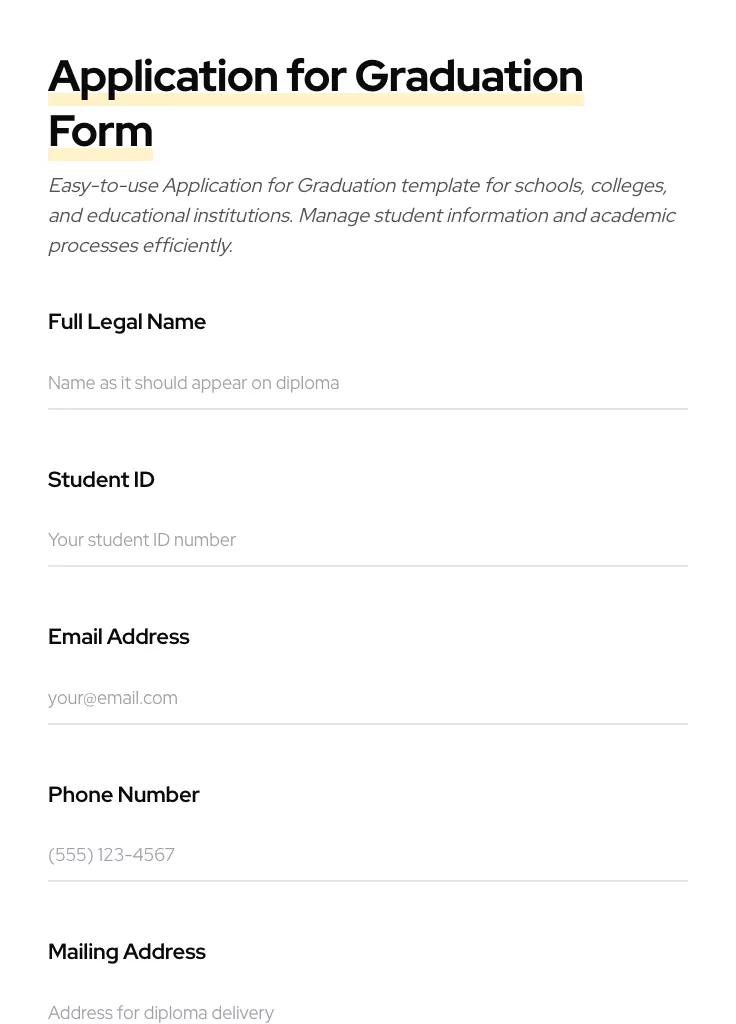 Application for Graduation preview