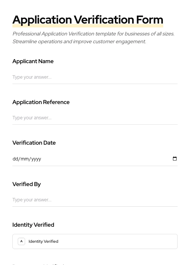 Application Verification preview