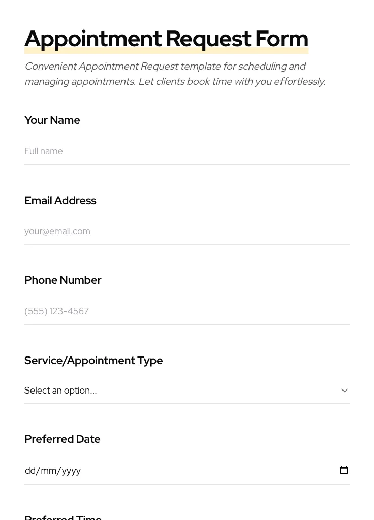 Appointment Request preview
