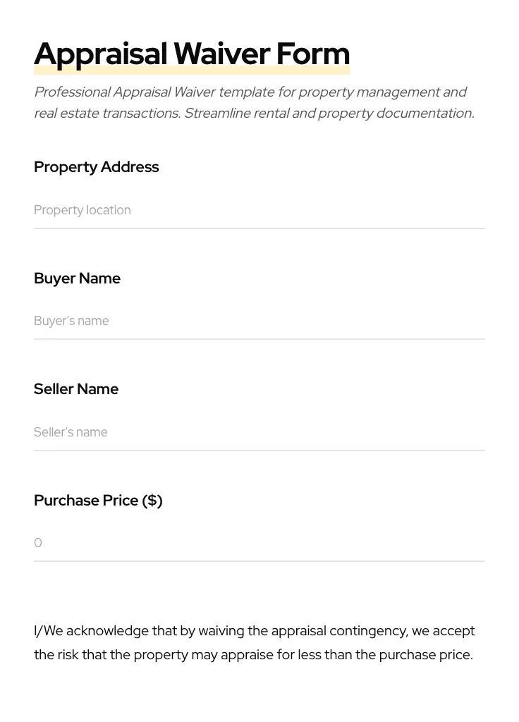 Appraisal Waiver preview