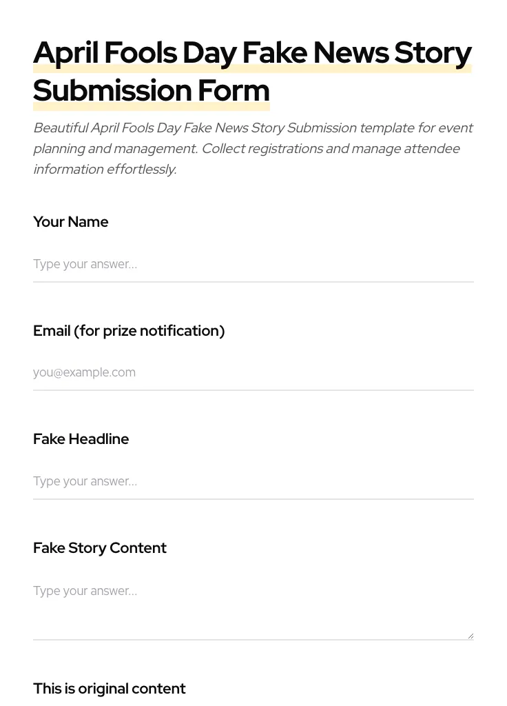 April Fools Day Fake News Story Submission preview