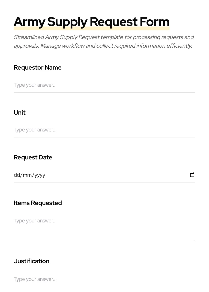 Army Supply Request preview