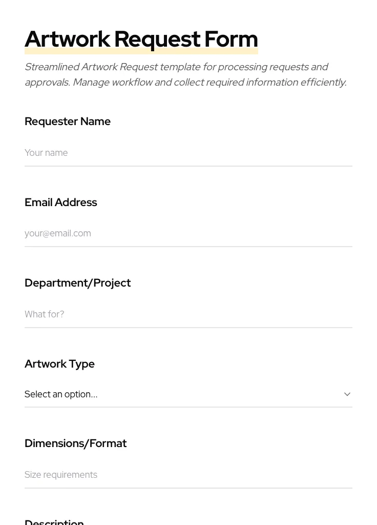 Artwork Request preview