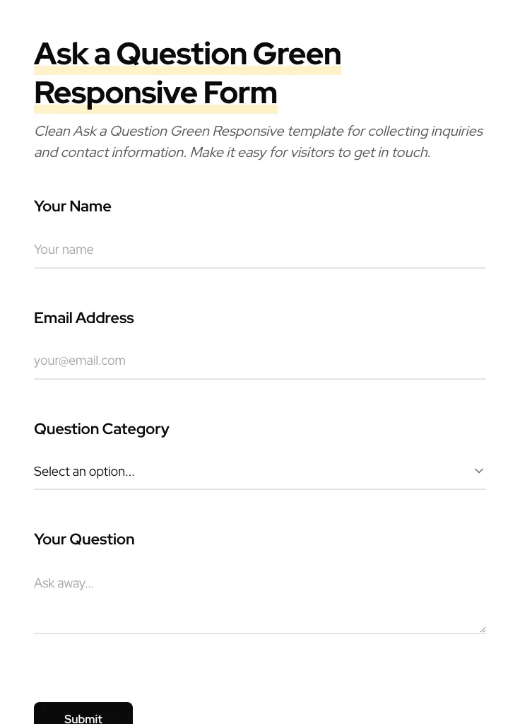 Ask a Question Green Responsive preview