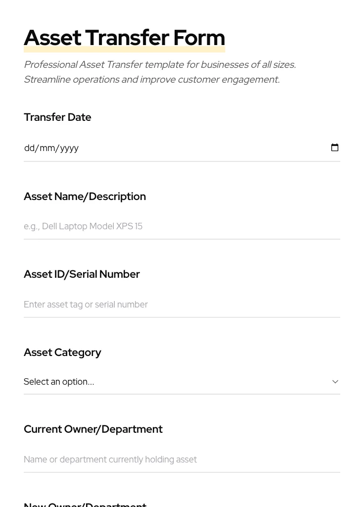 Asset Transfer preview