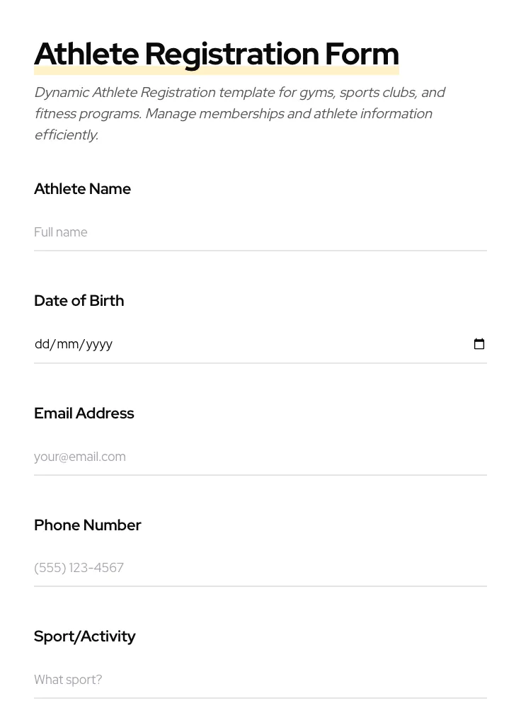 Athlete Registration preview