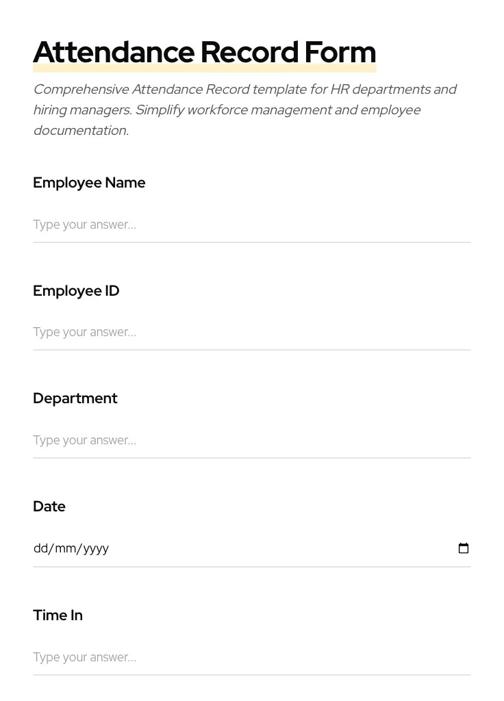 Attendance Record preview
