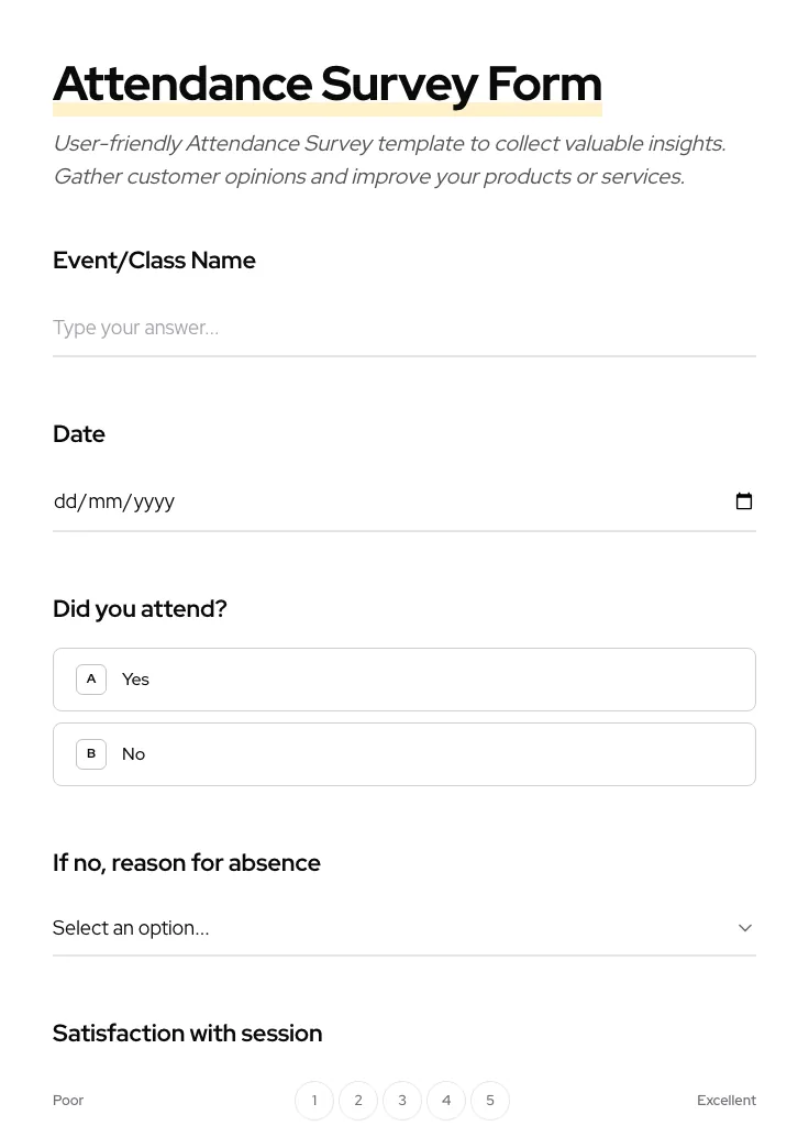 Attendance Survey preview