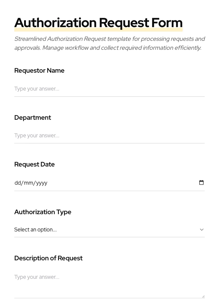 Authorization Request preview