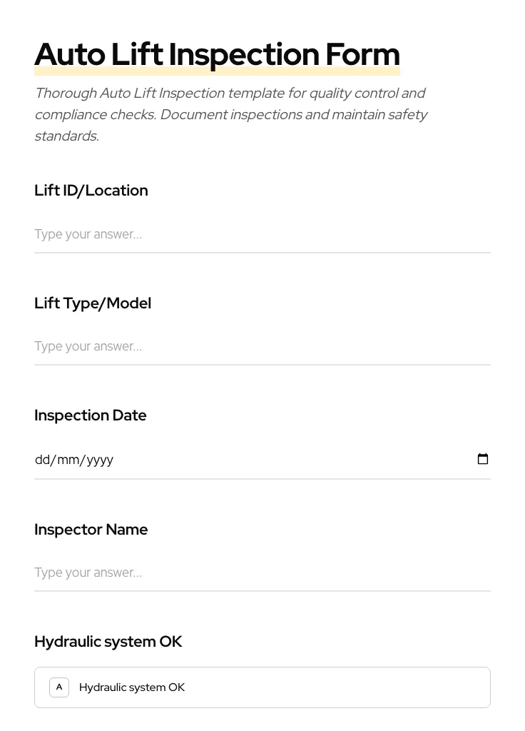 Auto Lift Inspection preview
