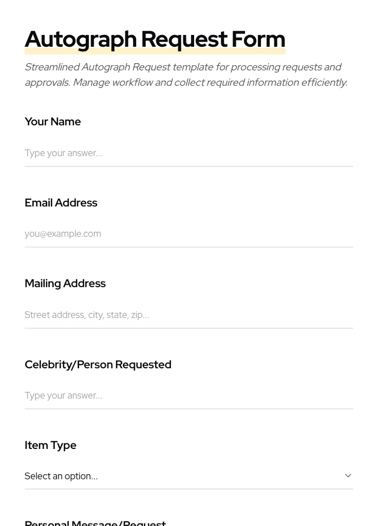 Autograph Request preview