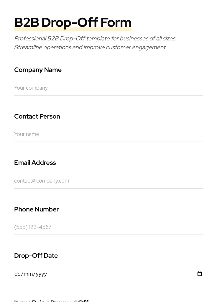 B2B Drop-Off preview