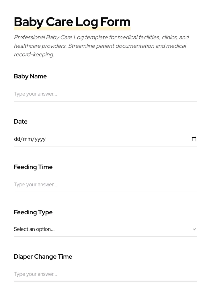 Baby Care Log preview