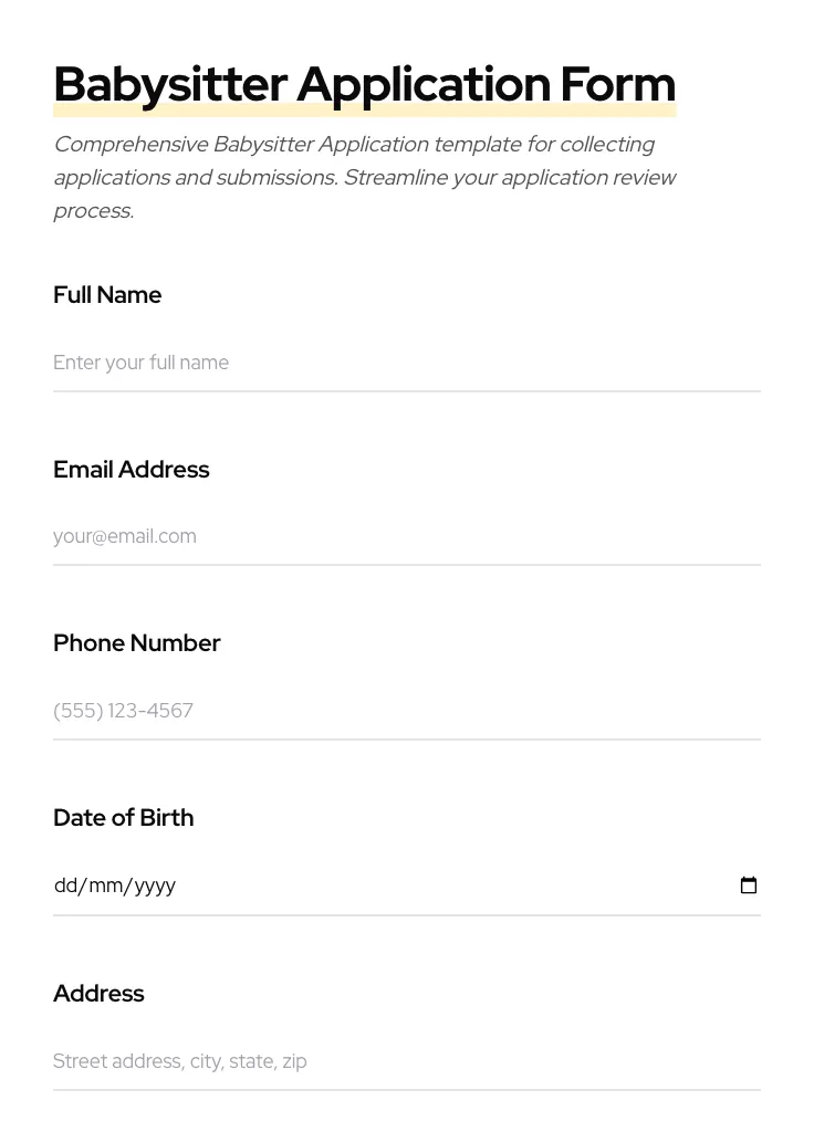 Babysitter Application preview